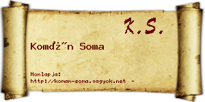 Komán Soma névjegykártya